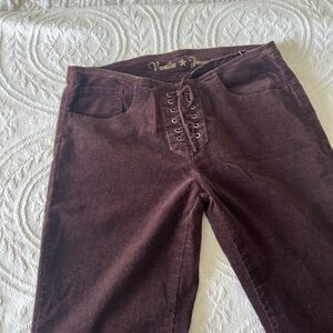 Vanilla Star Deep Brown Lace-Up Micro Corduroy Pants